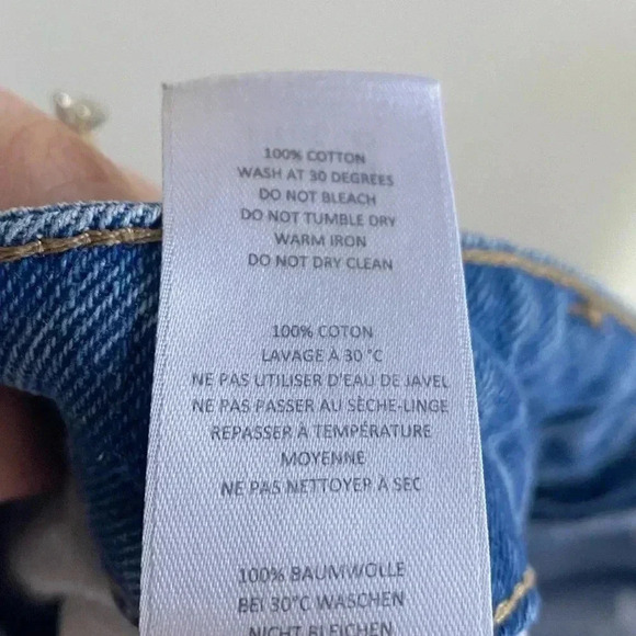 Nasty Gal Very Distressed High Rise Cropped Mom Jeans Medium Wash Size 12 - Picture 8 of 8